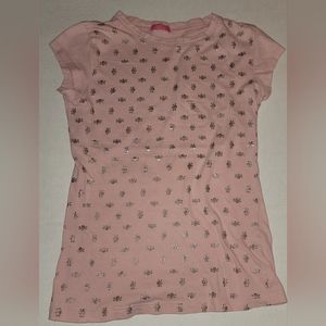 Lola Skulls pink short sleeve tshirt silver shiny polka dot small Y2K retro